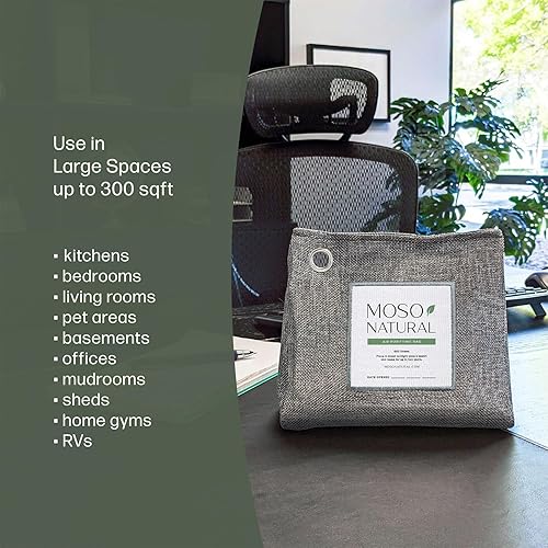 Miniatura 5 de Moso Natural Bolsa purificadora de aire de 21.16oz (paquete de 5). Eliminador de olores sin olor para cocinas, dormitorios, salas de estar, áreas de