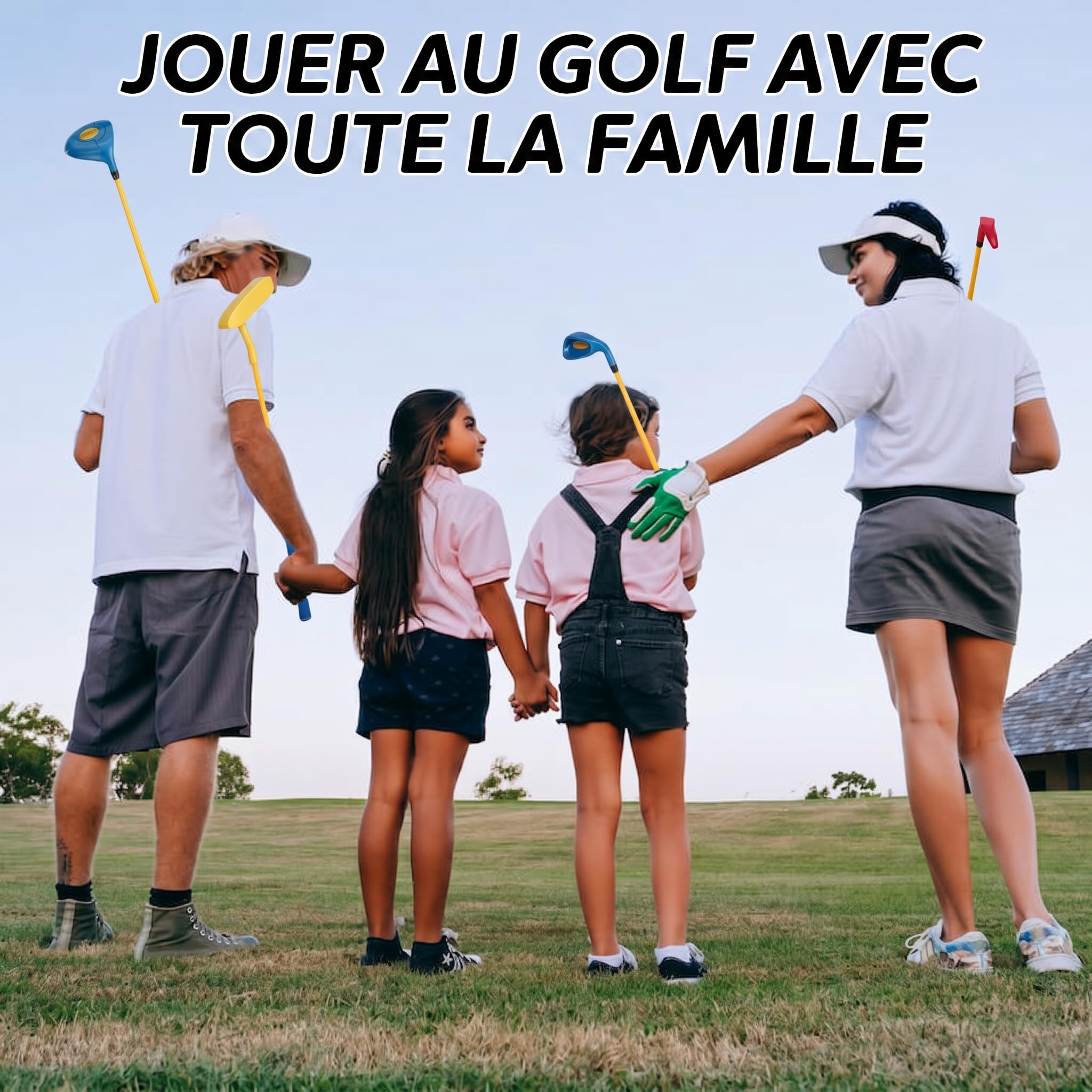 PGM Ensemble de Clubs de Golf pour Enfants – Peut Frapper de Vraies Balles – Comprend Bois, Fer, Putter, 3 Balles et Sac – Idéal pour Débutants Garçons et Filles