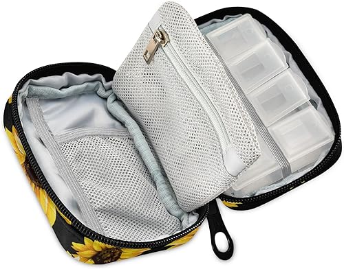 Vista 146 de Pastillero de viaje de dinosaurio beige semanal pequeño (cota), pastillero de 7 días, soporte para vitaminas, organizador de botellas de píldoras