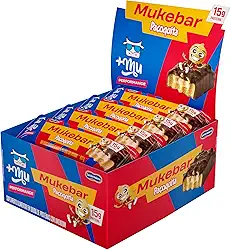 Barra de Proteína, Mais Mu, Mukebar, Sabor Paçoquita, 15g de Proteína, Zero Açúcar - Display 12 Unidades