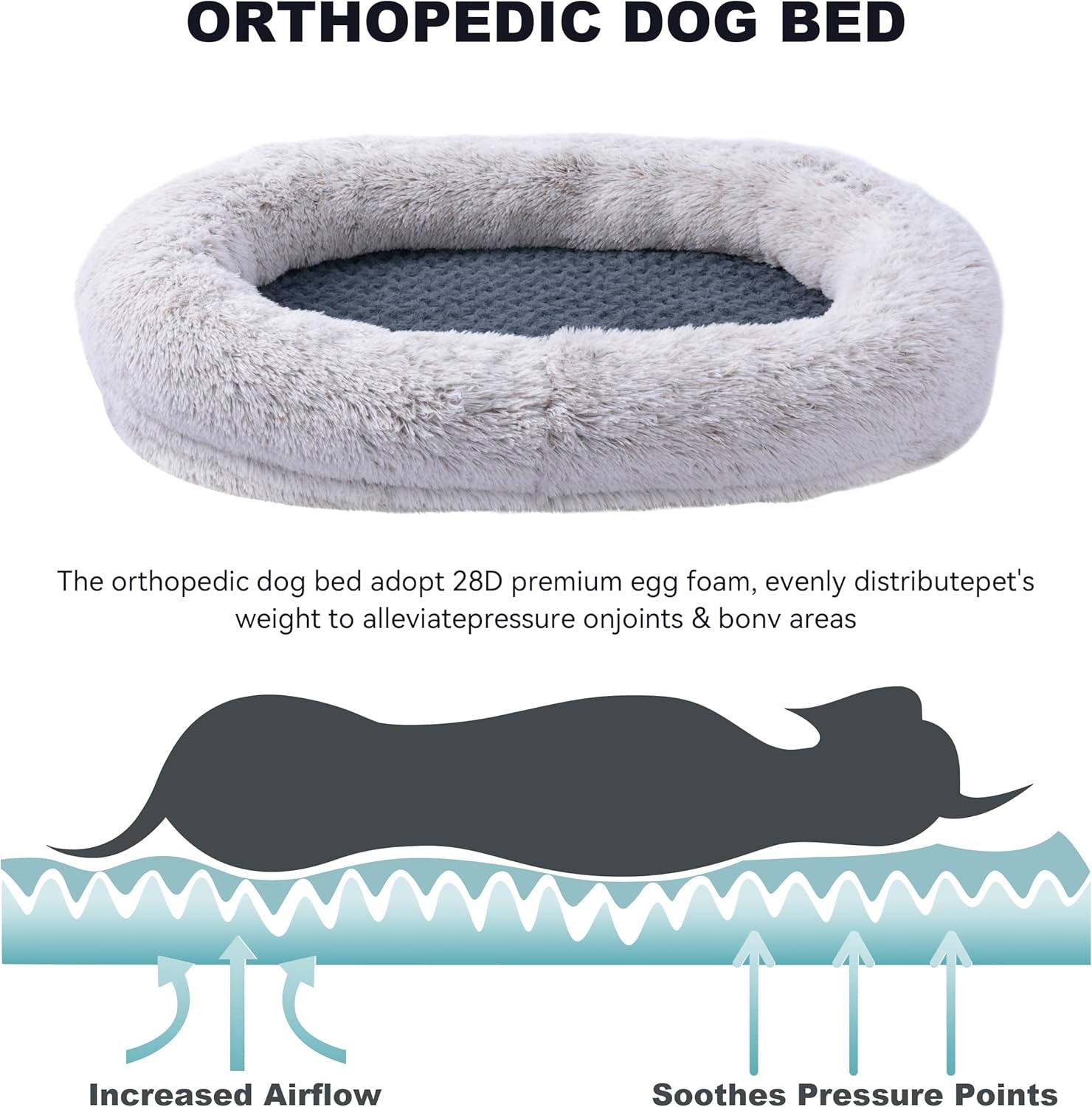 review Dog Bed for Extra Large Dogs,Waterproof Memory Foam XL Dog Bed with Sides,Non-Slip Bottom and Egg-Crate Foam Big Dog Couch Bed with Washable Removable Cover (XL,41
