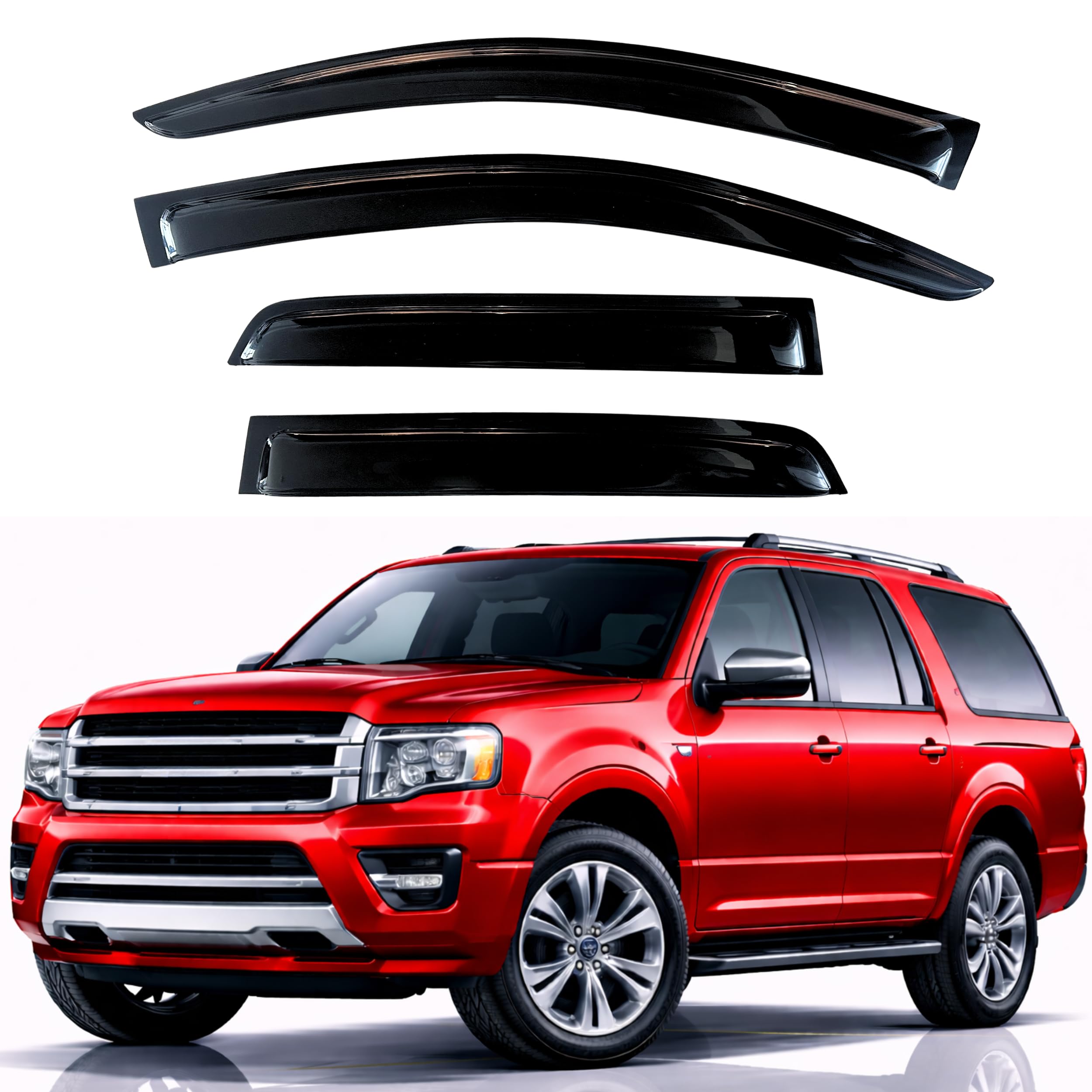 KPY Rain Guards Fit for 1997-2017 Ford Expedition &amp; 2007-2017 Ford Expedition XL, Out-Channel Window Visors Vent Wind Deflectors 4PC, Car Accessories for 1998-2017 Lincoln Navigator