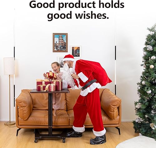 Miniatura 6 de Escritorio móvil de pie y sentado, escritorio neumático con ruedas ajustable en altura, pequeño, roble blanco