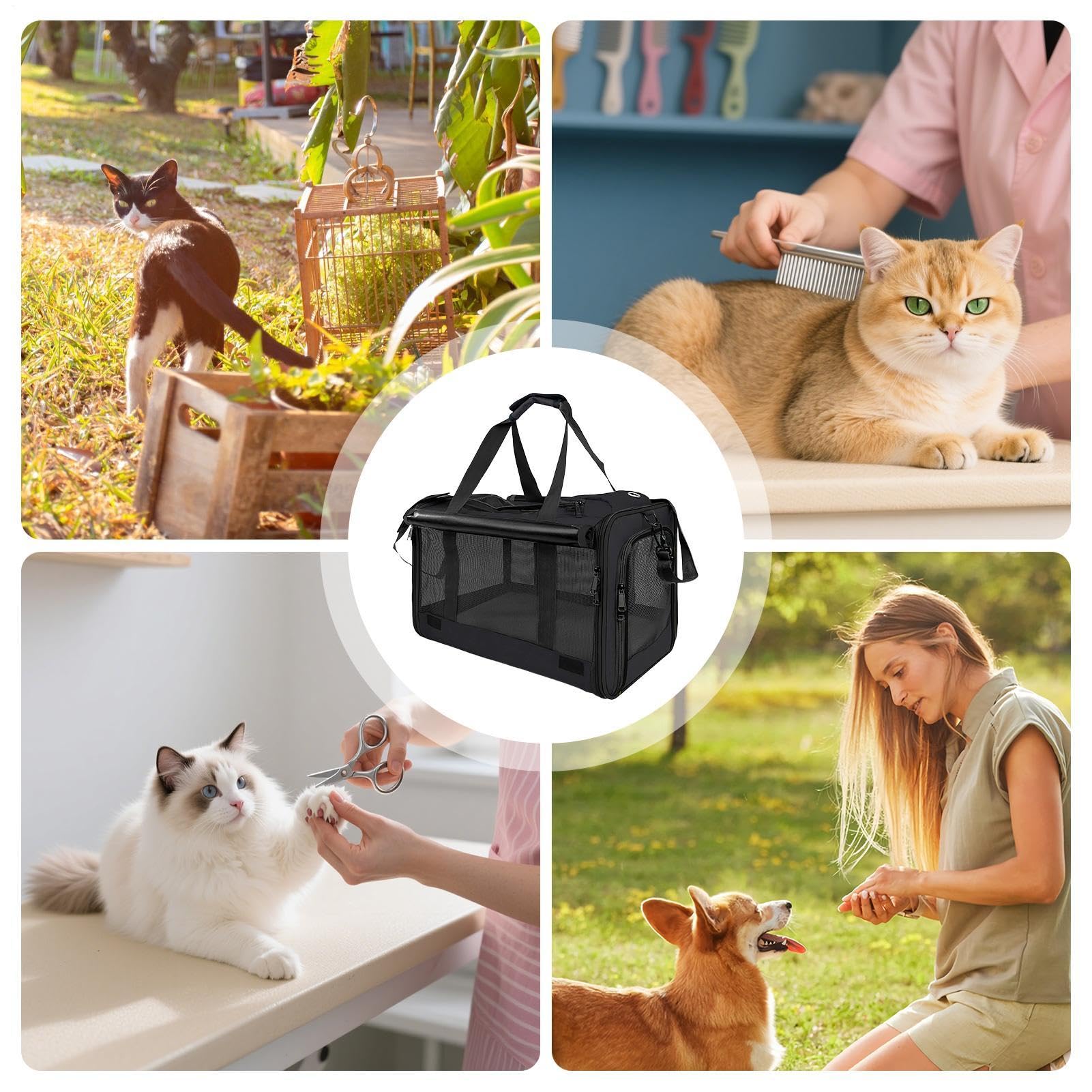 Tiertransporter - Bis zu 9 kg Reisebelüftung Tragbare Tasche - Tragetasche für Katzen | Für Motorrad Camping Flugzeug Auto Tierarzt Outdoor-Abenteuer