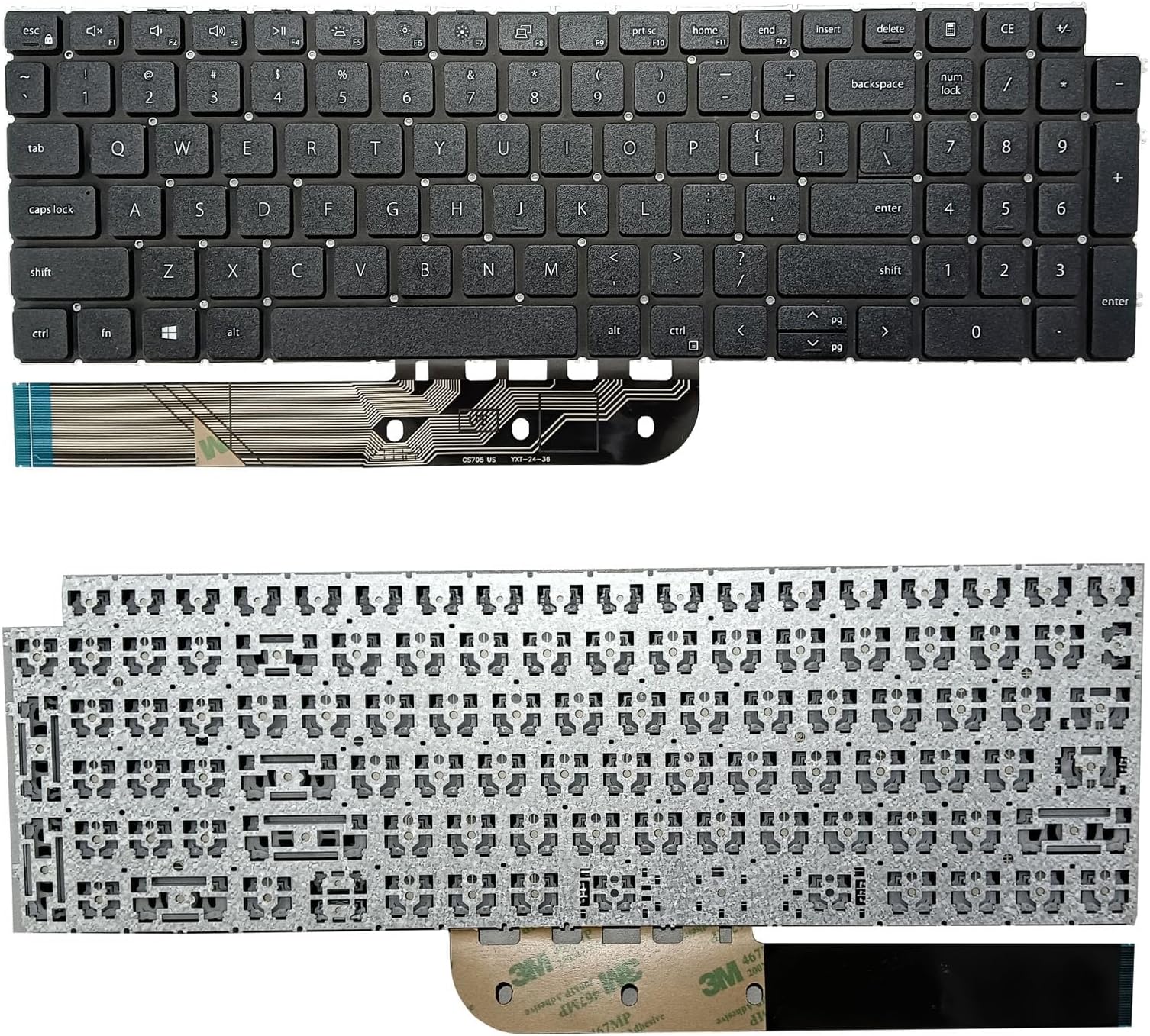 Replacement Keyboard Compatible with Dell Inspiron 15 3510 3511 3515 5510 5515 5518, inspiron 16 7610, Latitude 3520, Vostro 15 3510 3515 3520 3525 7510 with US Layout (Black, No Backlit)