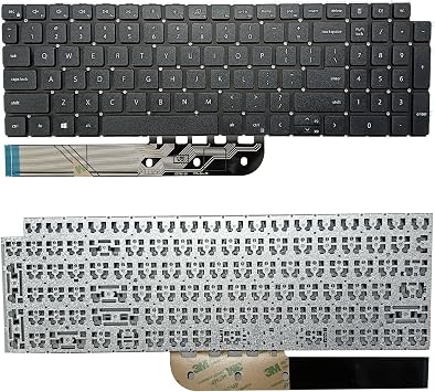 لوحة مفاتيح بديلة متوافقة مع Dell Inspiron 15 3510 3511 3515 5510 5515 5518، inspiron 16 7610، Latitude 3520، Vostro 15 3510 3515 3520 3525 7510 مع تخطيط أمريكي أسود، بدون إضاءة خلفية