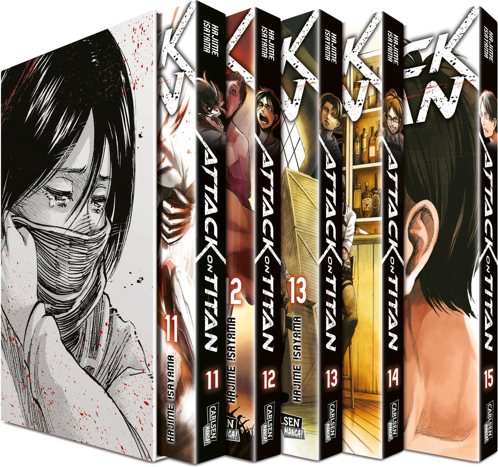 Attack on Titan, Bände 11-15 im Sammelschuber mit Extra: Fantasy-Action-Manga ab 16 Jahren über den Kampf gegen menschenfressende Titanen