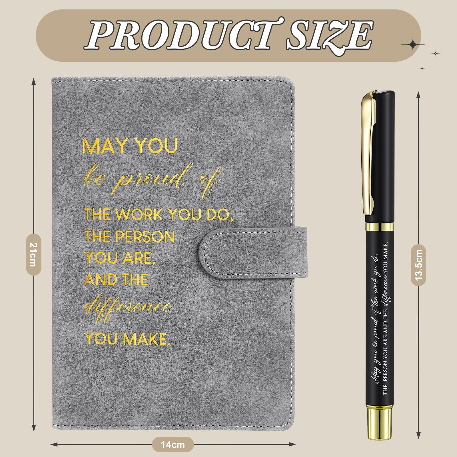 Sinmoe Employee Appreciation Gift Leather Notebook and Pen Set Inspirational Personalised Stationery Gift Set for Women Employee Volunteer Team Colleague Coworker Men Teacher Office (Dark Gray) - Image 2