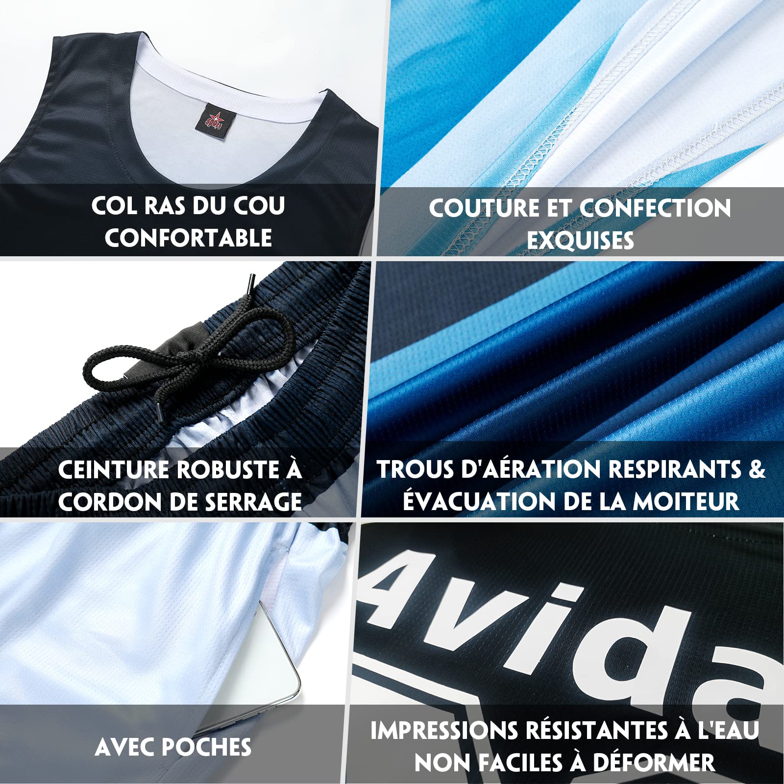 Ensemble Short Maillot Basket Enfant Homme Personnalisé Personnalisable avec n'importe Quel Nom et Numéro