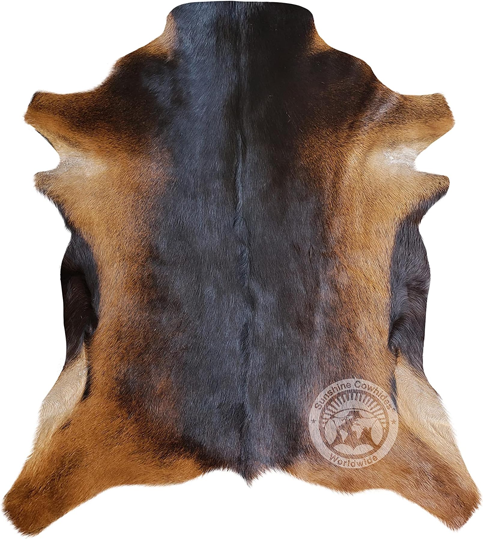 100% Genuine Goat Hide Rug - Exotic Dark Natural Suede Leather Goat Skin Carpet for Living Room - Animal Skin Rug - Small 2.5 x 3 ft