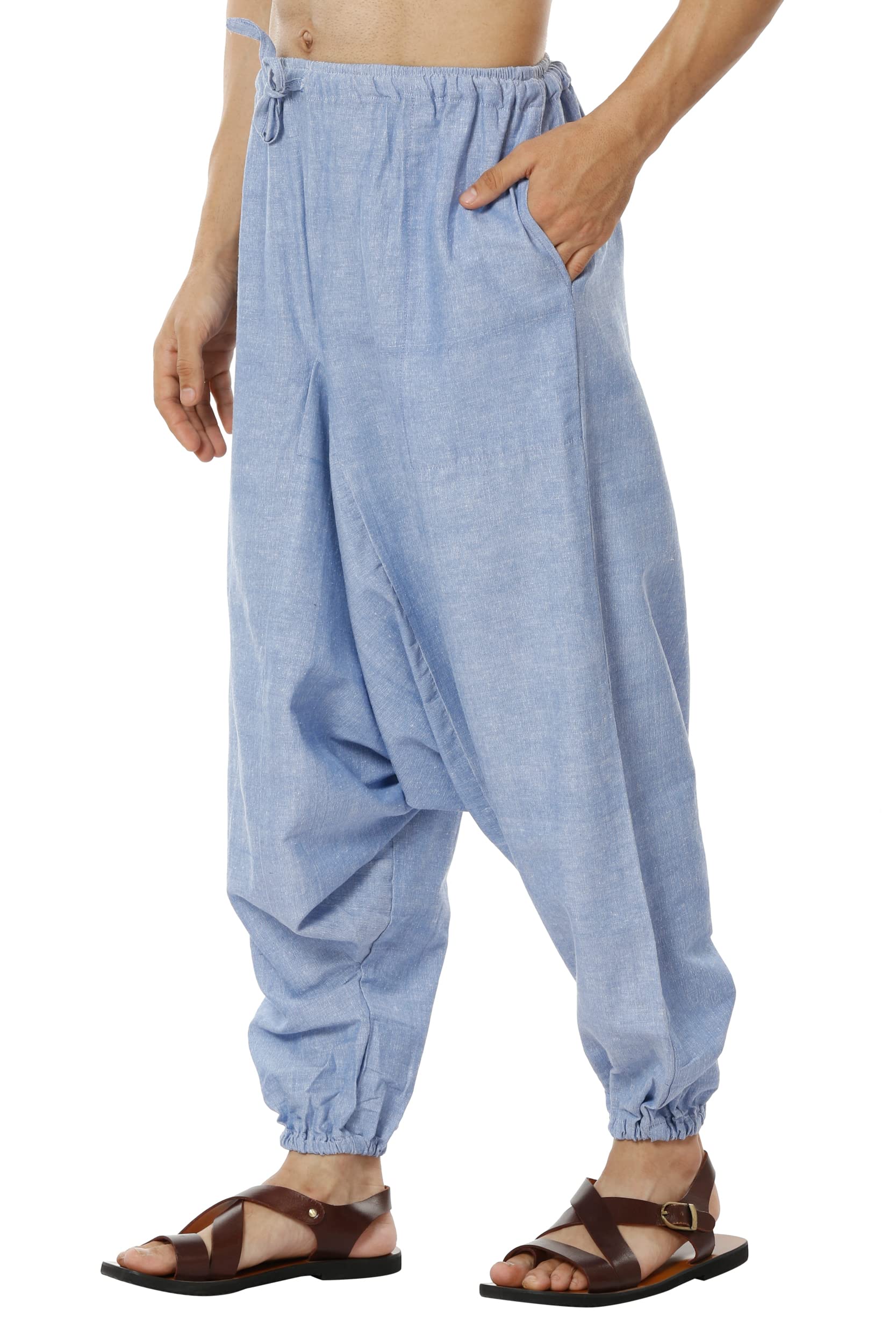 Aatman Men Regular Low Rise One Size Eco-Friendly Cotton Harem Pants Pack of 2 | Fits Waist Size 28 to 36 Inches_at41at48., Purple 3