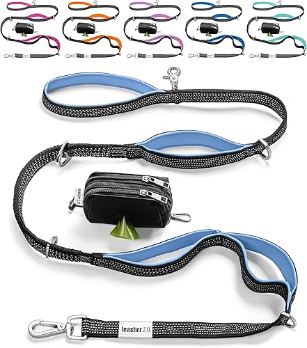 Miniatura 14 de Correa para perro sin tirones para perros grandes, correa elástica altamente reflectante de 6 pies, correa resistente para perros grandes, 4 asas