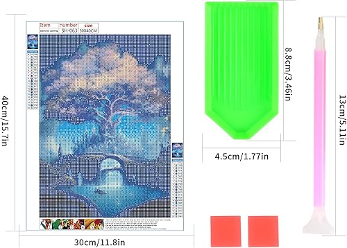 Miniatura 2 de Siyurongg Kit de pintura de diamante 5D, kit de pintura digital, tema de árbol de dibujos animados para bricolaje, imagen artística completa de