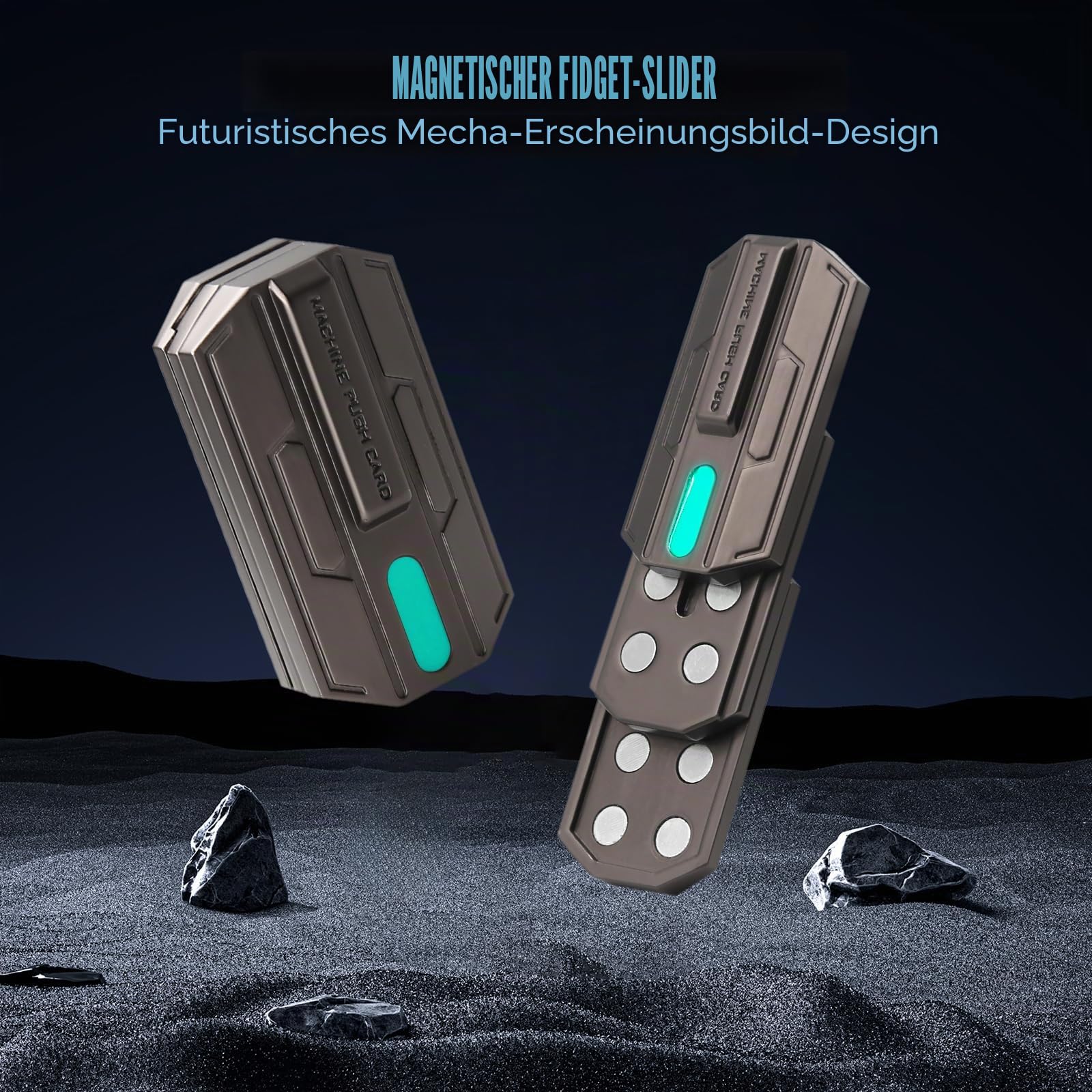 OBEST Fidget SliderToys Erwachsene Leuchtende EDC Metall Fidget Spinner | 3-Layer Push Card Magnet Sensory Spielzeug, Hilfe bei ADHS Angst Haptische Dekompression