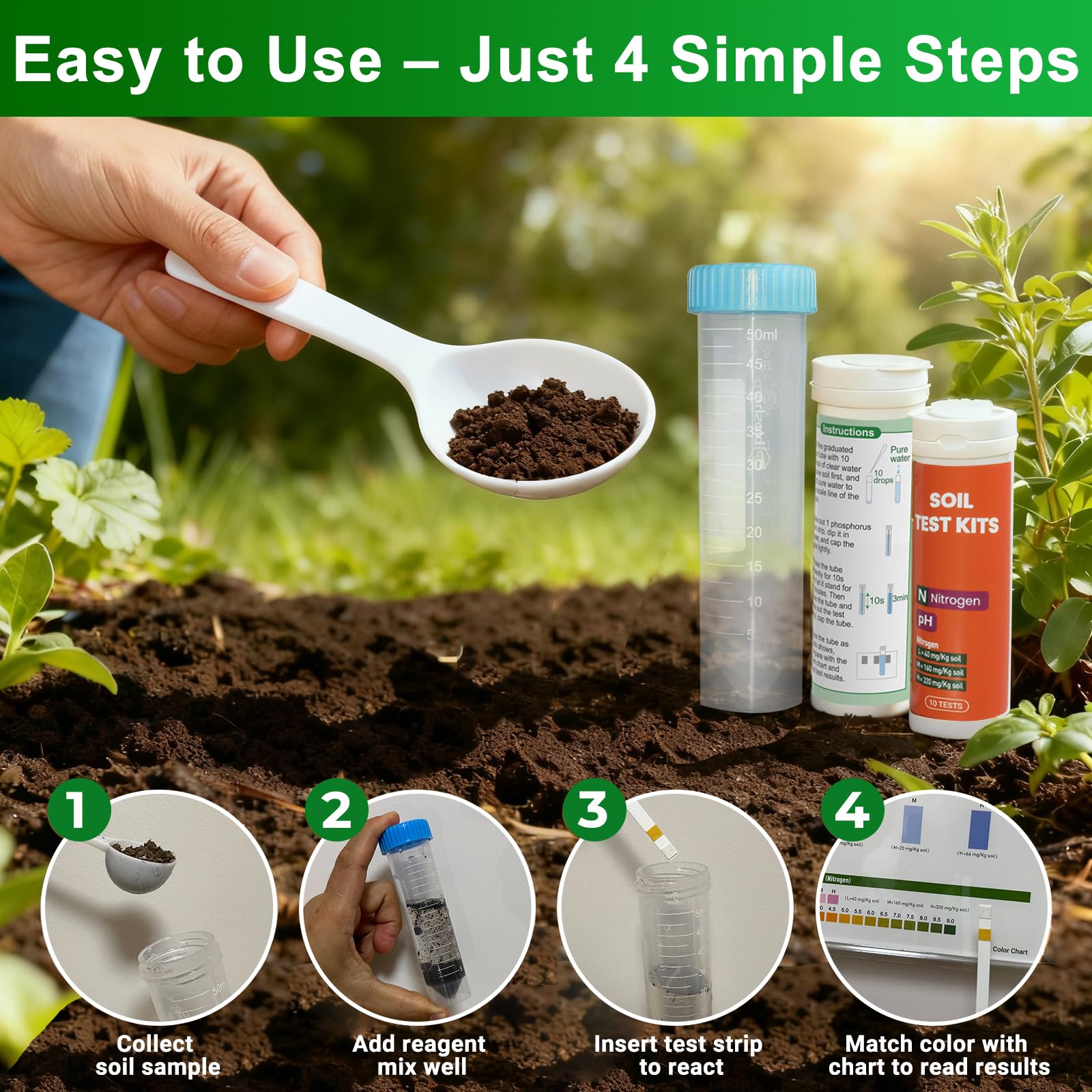 Snapklik.com : AKSBTEC Soil Test Kit 4-in-1 For Lawns & Gardens 40 Tests