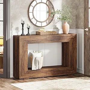 Tribesigns Farmhouse Console Table, 47 Inches Entryway Console Table with Storage, Industrial Hallway Accent Table for Living Room, Entrance