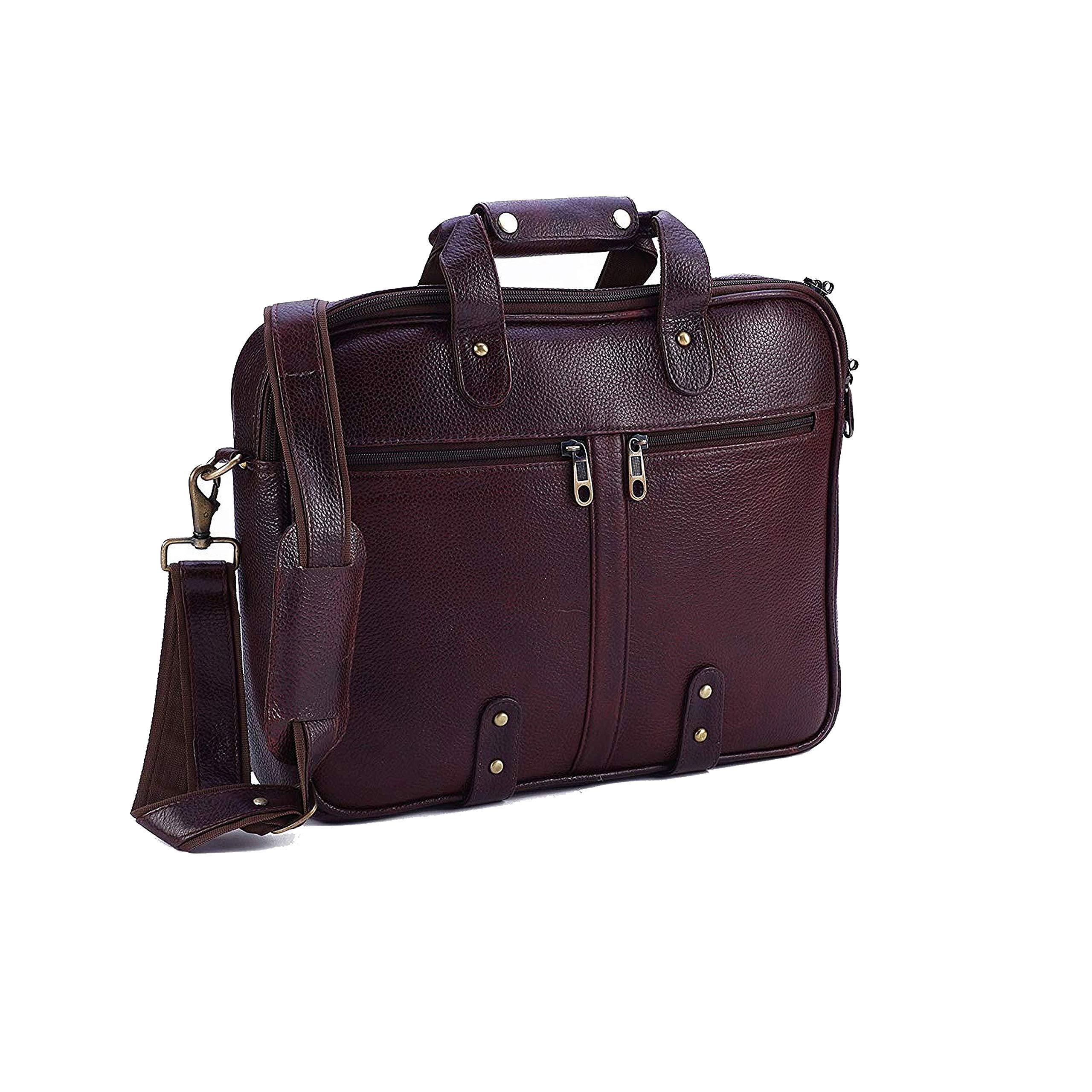 Borse Women's Gift Leather Brown Laptop Bag/Zipper Closure/Mini Pocket/Adjustable Strap Cross Over Shoulder Messenger Laptop Bag/16 Inch- Laptop Bag for All Brand Laptop(6 Months)