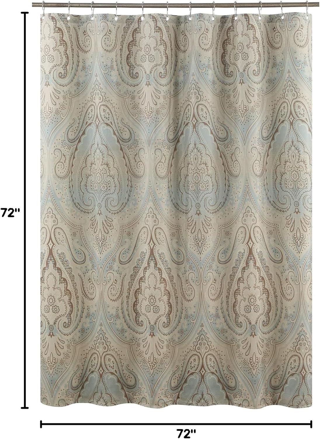 Sarita Taupe Paisley Polyester Fabric Damask Classic Farmhouse Cloth Brown Bath Shower Curtain,Vintage Khaki Waterproof Chic Bathroom Curtains,72" W x 72" L