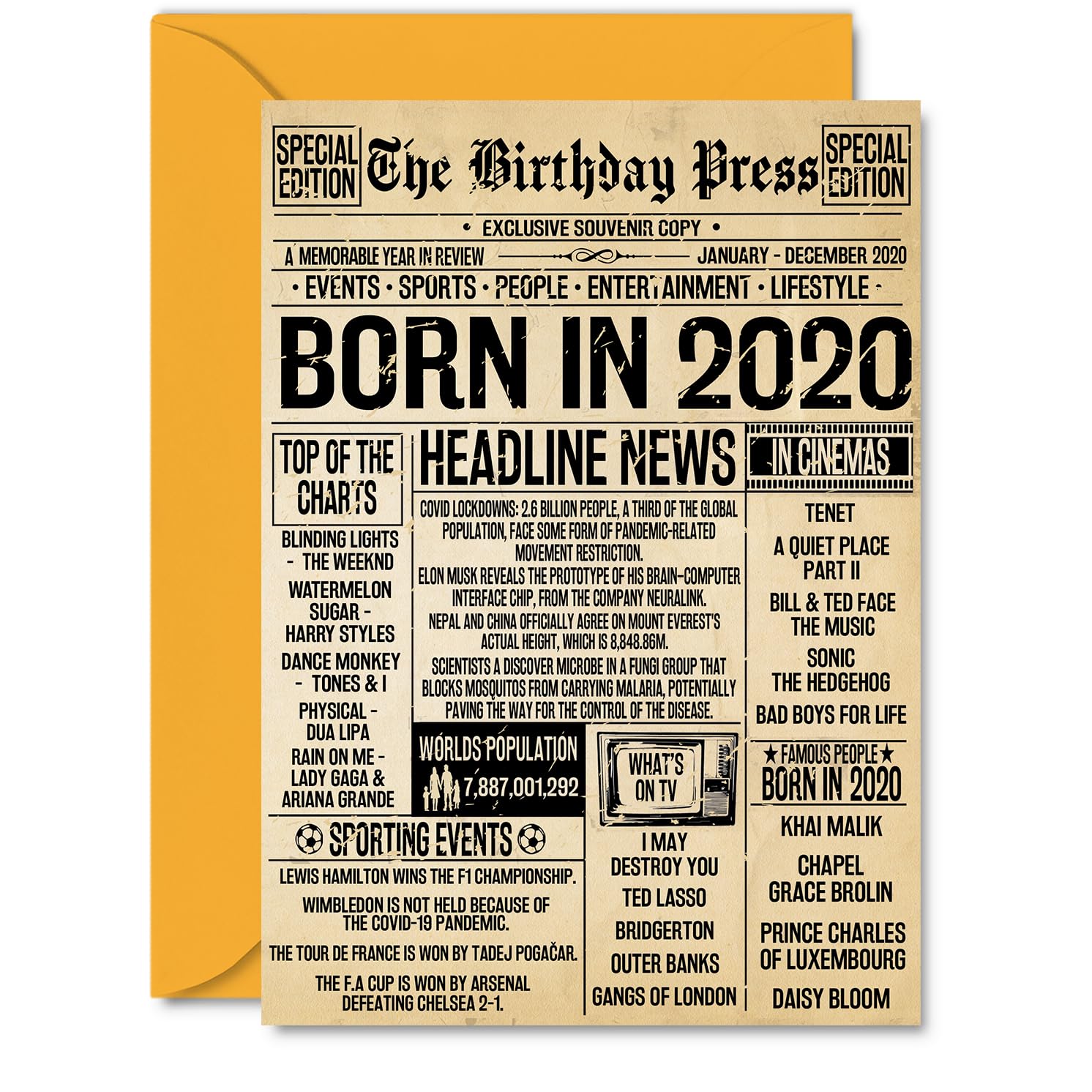 6th Birthday Card for Boys Girls - Bday Press Newspaper 2020 - Happy 6 Birthday Cards for Niece Grandson Granddaughter Daughter Cousin Son, A5 Bday Greeting Cards