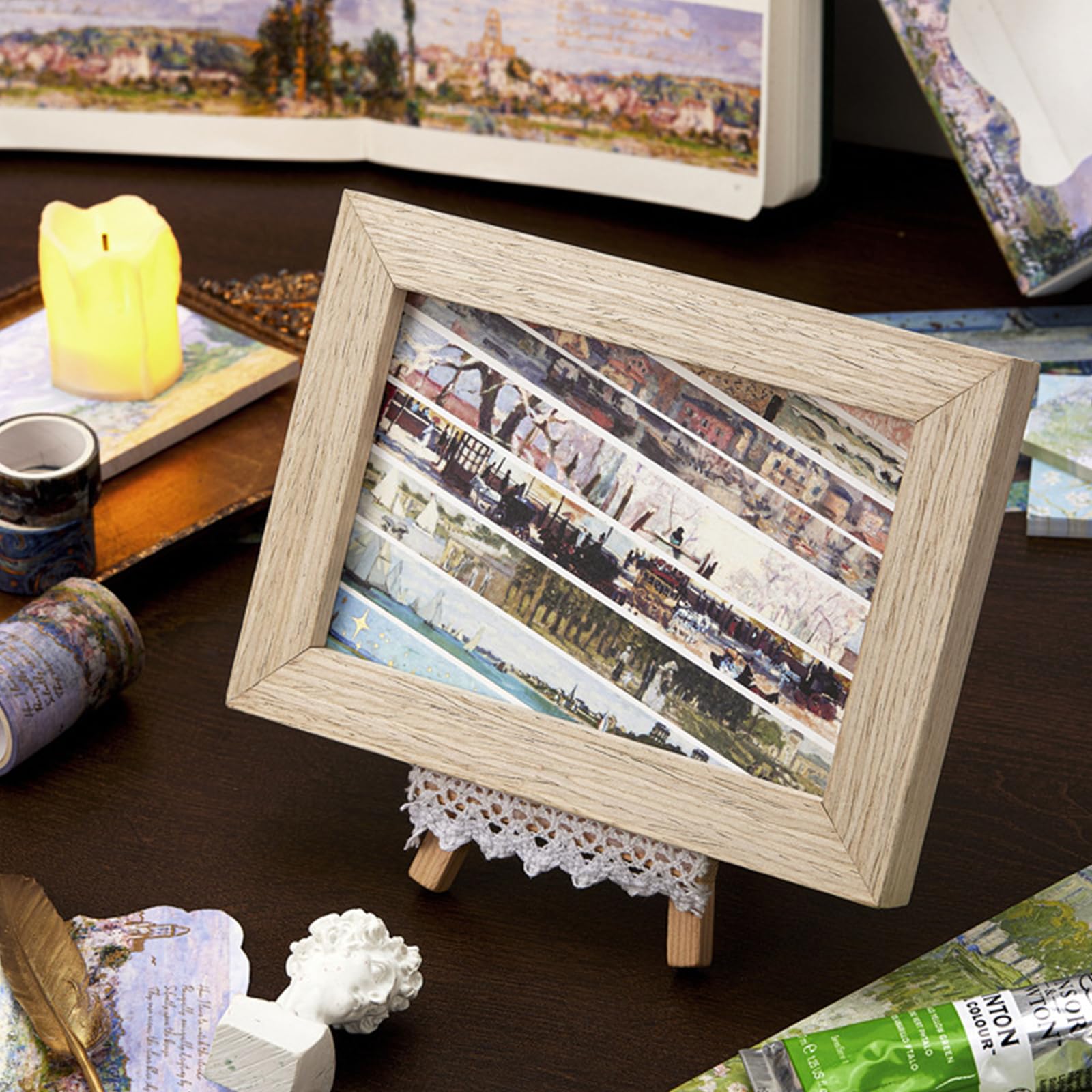 Set 24 Rotoli Washi Tape YUBX - Nastro Adesivo Decorativo Vintage - Per Diari, DIY, Regali - Motivi Paesaggio - Foto 11