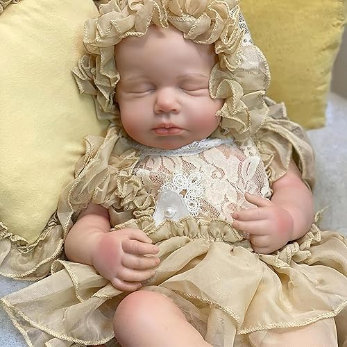 Muñecas de bebé Reborn de silicona de cuerpo completo realista de 18 pulgadas, Loulou, no muñeca de vinilo, muñeca de bebé dormida para mayores de 3