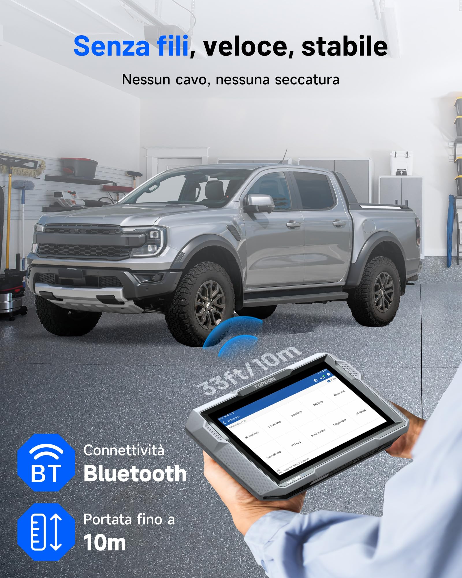 TOPDON Diagnosi Auto ArtiDiag900 Lite, Wireless Strumento Diagnostico per Tutti i Sistemi, OBD2 Scanner con 8+ Servizi di Ripristino, Test Attivo, Report TSB, AutoVIN, 2 Anni di Aggiornamento Gratuito