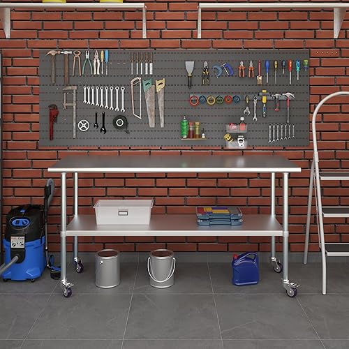 Miniatura 77 de AmGood Mesa de trabajo de acero inoxidable con ruedas Estación de trabajo