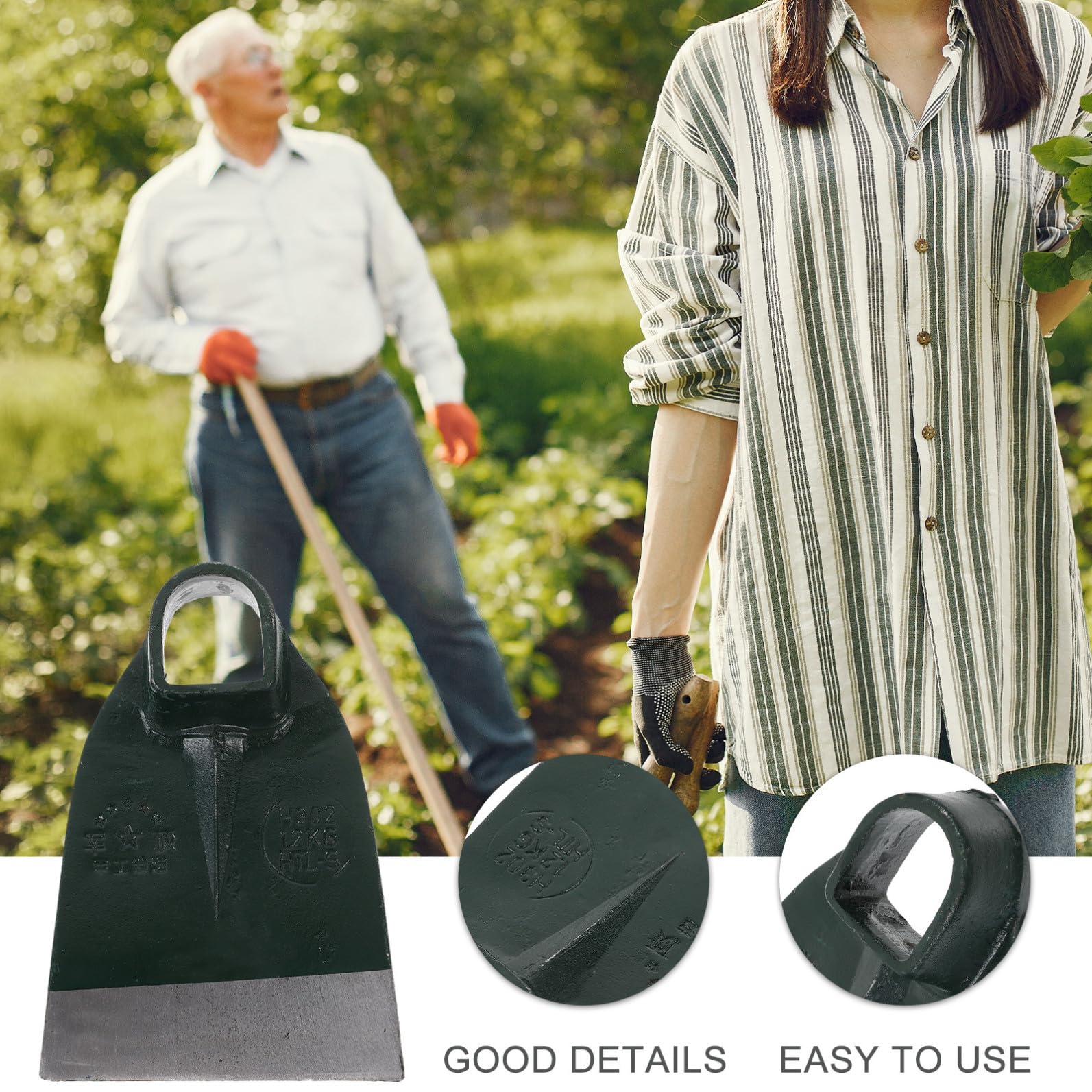 CALLARON Houe de Jardin en Acier Inoxydable , Outil de Binage de Jardinage Résistante à Déformation Tête de Houe de Jardin , Résistante la Déformation, Joints Solides Plusieurs styles