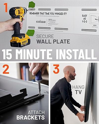 Miniatura 7 de ECHOGEAR Soporte fijo de pared para TV de 46 a 98 pulgadas de hasta 150 libras - Soporte universal XL para TV mantiene un perfil bajo de 1.18