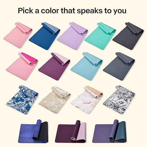 Miniatura 6 de Tapete de yoga, tapete de yoga con diseño antideslizante, tapete profesional de TPE para ejercicio, 72 x 24 pulgadas, tapete de entrenamiento