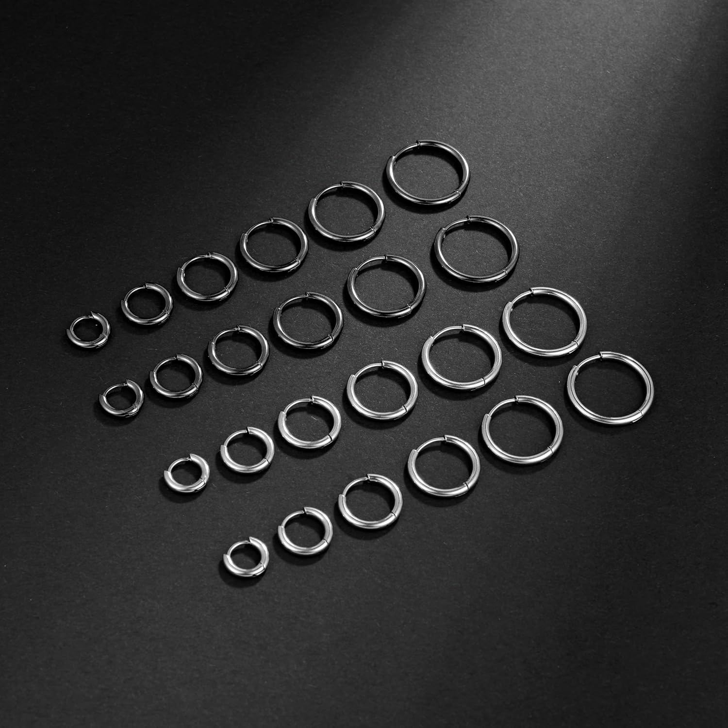 12 Pairs Stainless Steel Huggie Hoop Earrings Black Gold Silver Cartilage Piercings Earrings Tiny Small Hoop Earrings f or Women Men 6/8/10/12/14/16mm