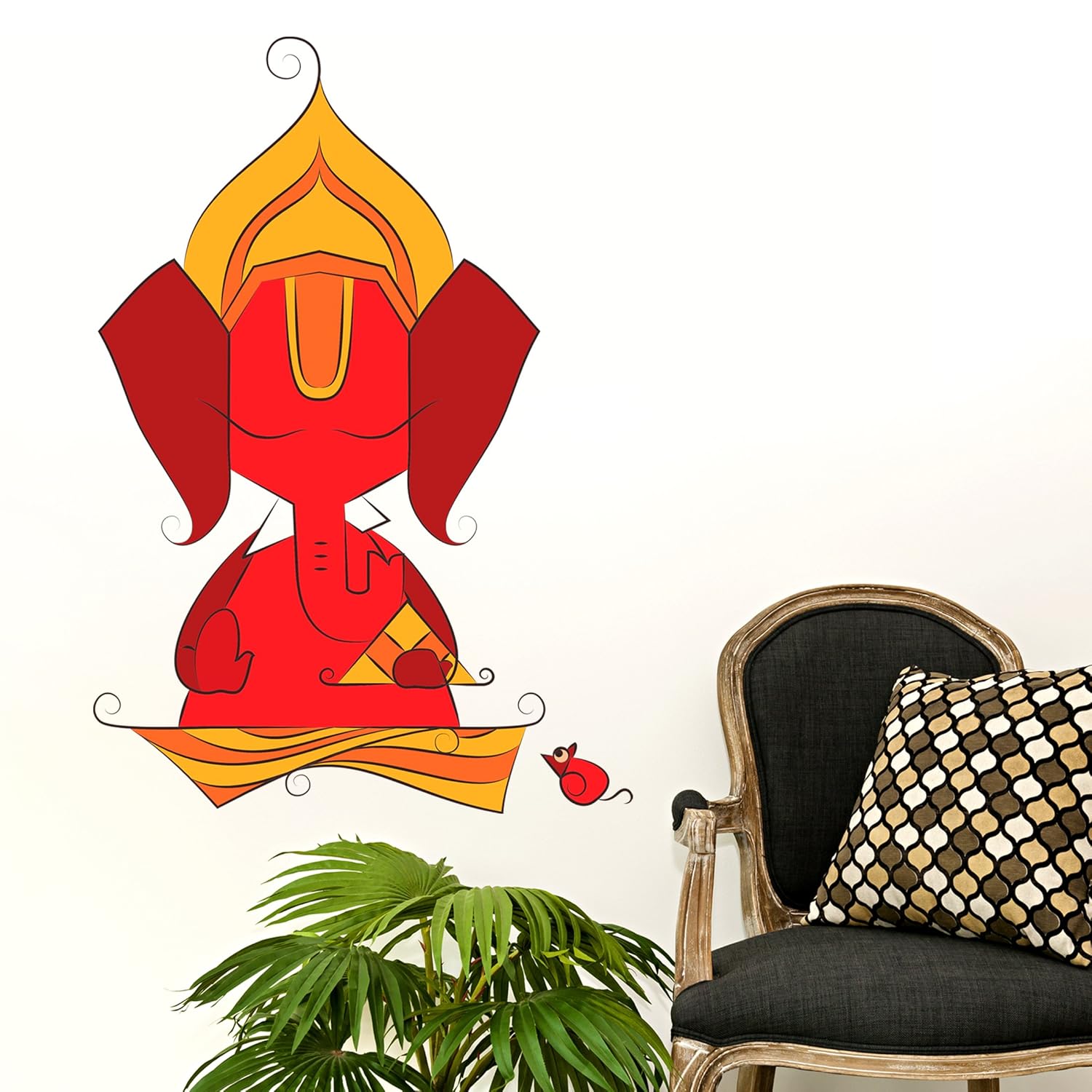 Buy Lord Ganesha Red Wall Sticker/Wall Sticker for Bedroom/Wall