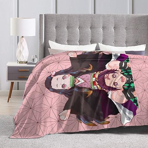 Miniatura 5 de Demon Anime Nezuko Kamado Kamado Tanjirou - Manta suave de franela de microfibra de vellón para sofá, sala de estar, dormitorio, cálida y ligera