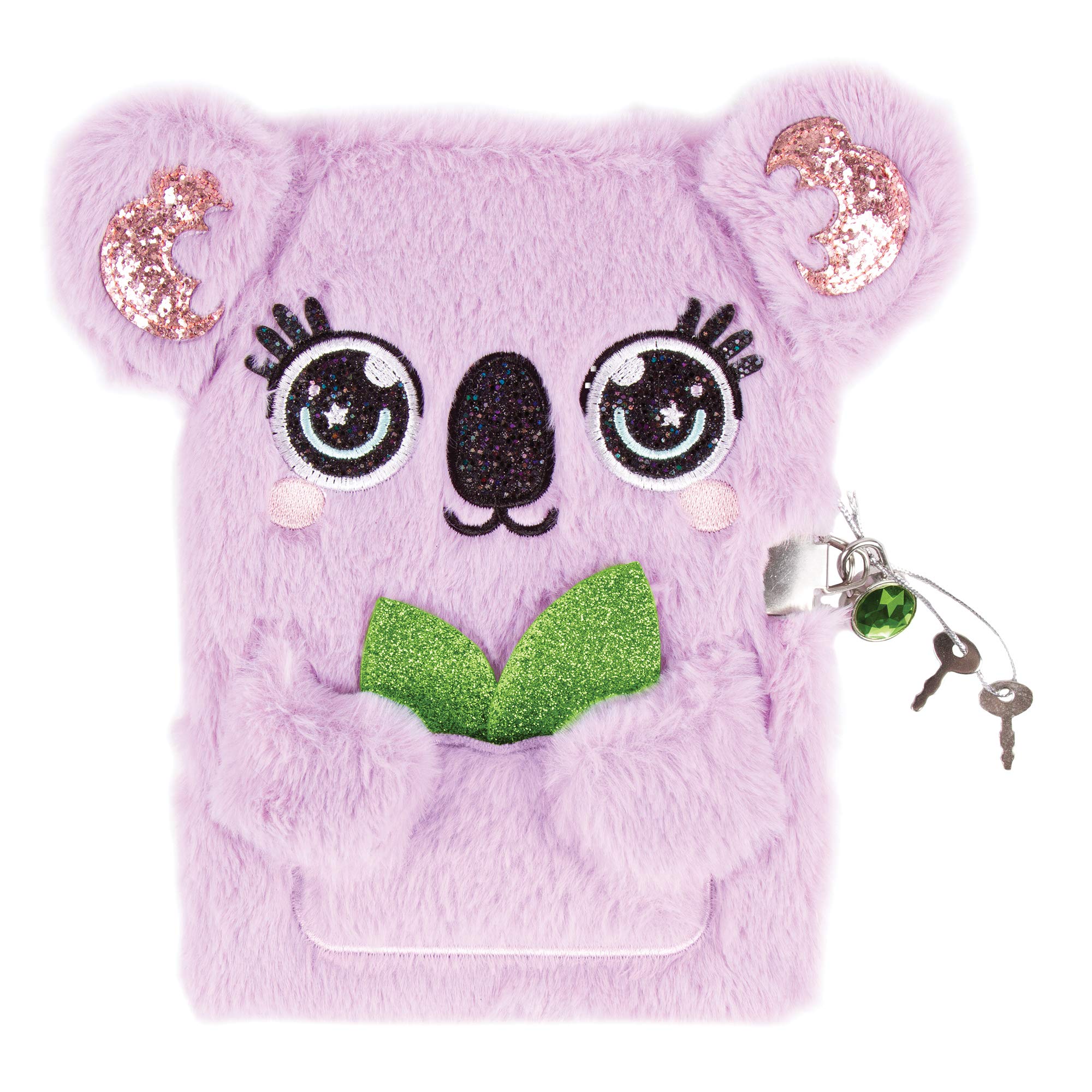 Three Cheers for Girls - Koala Plush Locking Journal - Girls Diary with Lock and Key - Includes 160 Page Fluffy Secret Diary (6” x 8”) with Gem Lock and 2 Keys