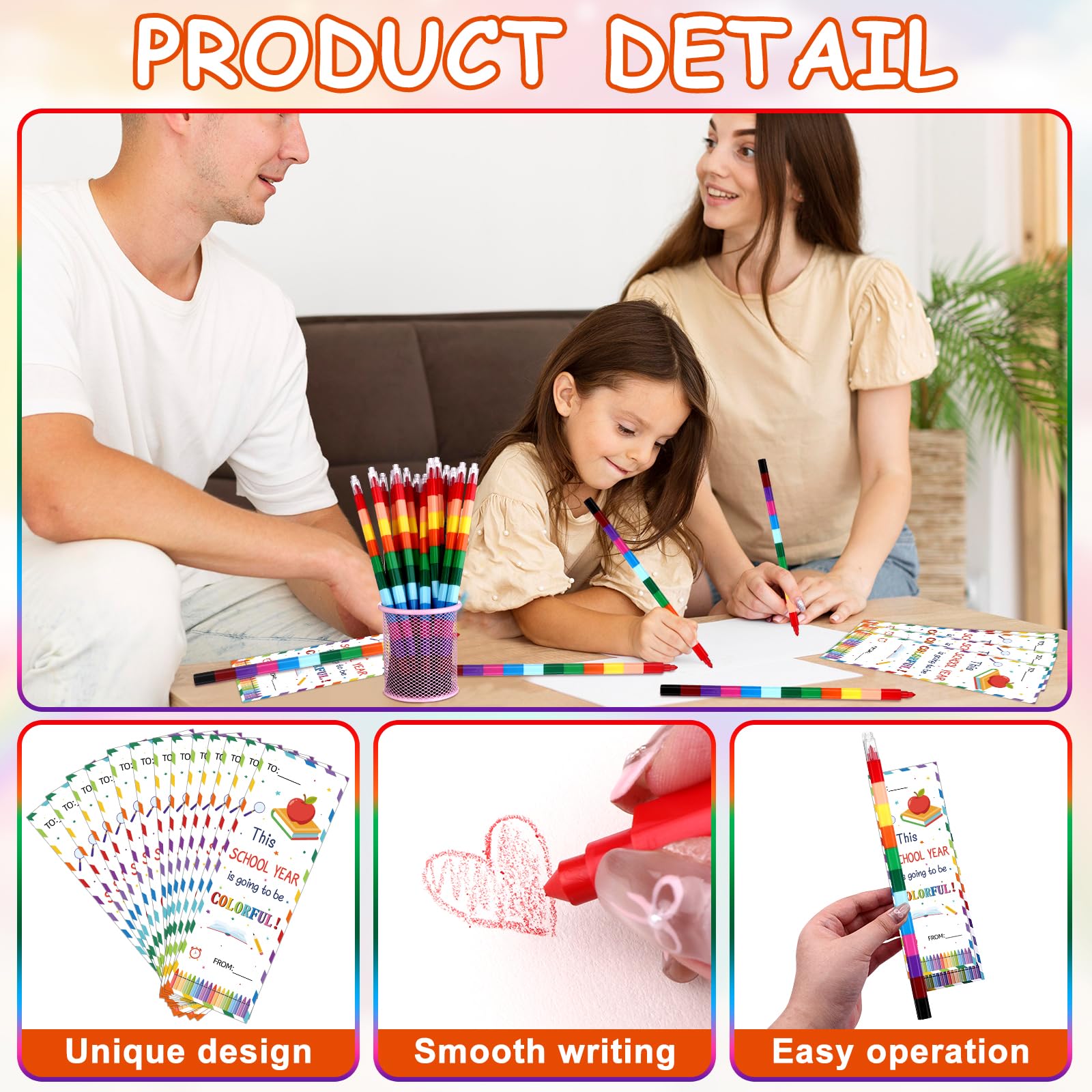 YXSJAS 36 Sets Rainbow Swap Point Crayons for Kids&Adults,12 Assorted Colour Twistable Crayon,Non Toxic Durable&Child-Friendly Rainbow Pencil Back to School Stacking Crayons for Party Favour&Filler - Image 3