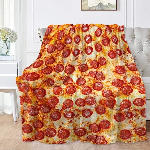 Miniatura 1 de Manta de comida 3D de pizza para niñas, niños, suave y acogedora manta de vellón divertida para cama, sofá, sillas, apta para todas las estaciones,