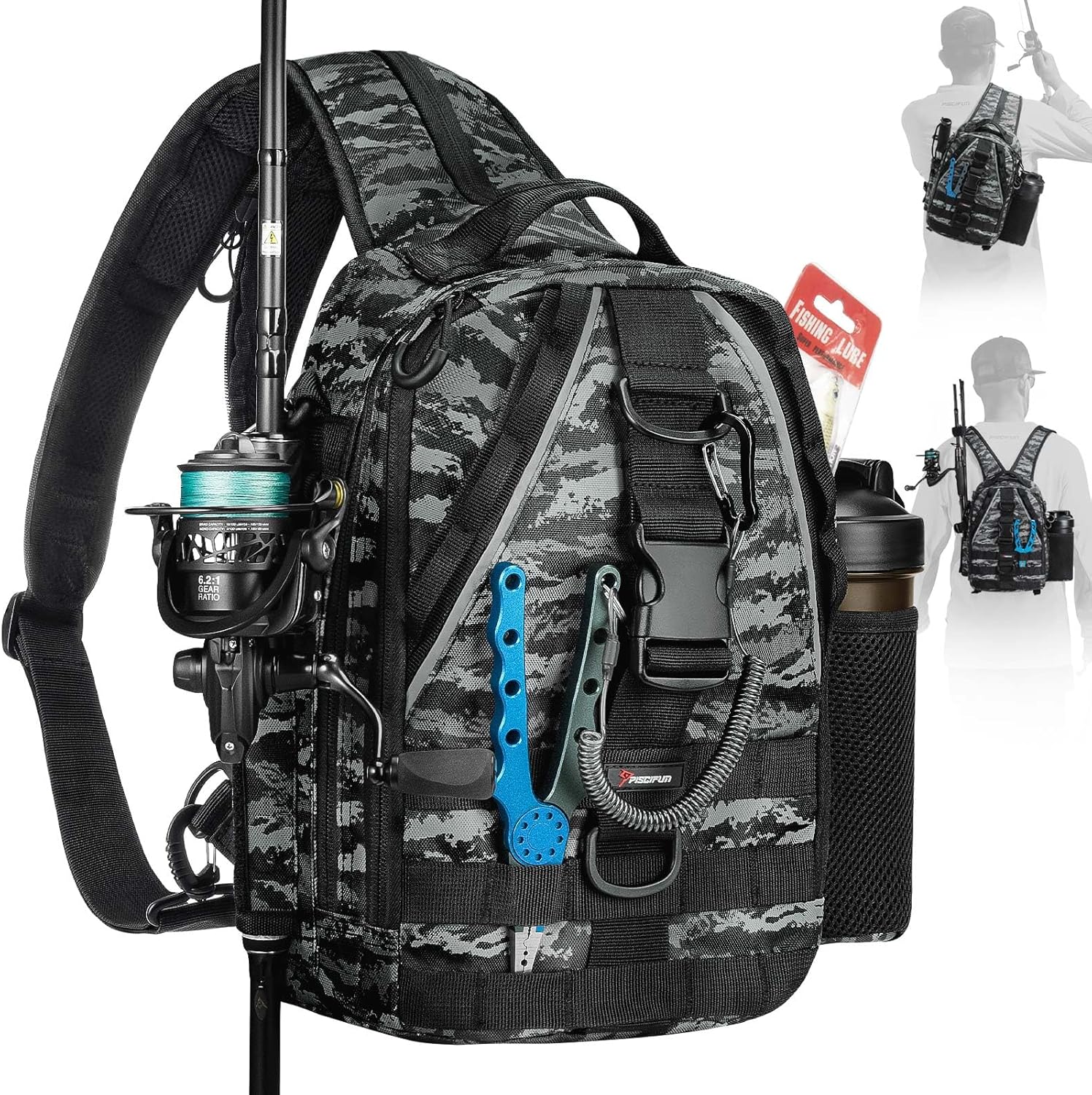 Lightweight Piscifun Fishing Backpack with Rod Holder & Gear Storage Lightweight Piscifun Fishing Backpack with Rod Holder & Gear Storage