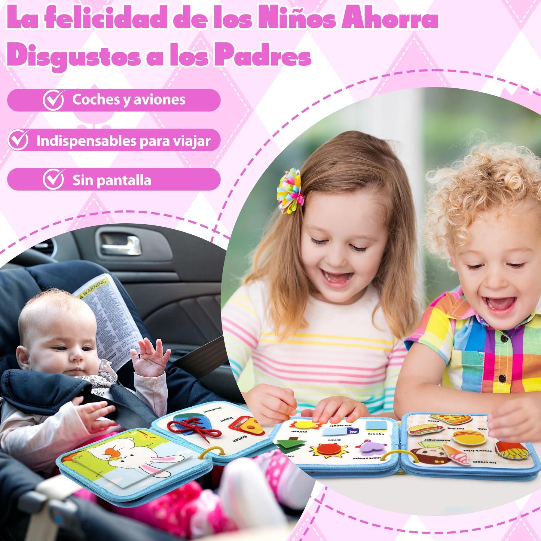 Busy Board Montessori 1 2 3 Anni, 12 in 1 Giochi Bambini Educativi Tabellone Attivitài 1 Anno, Feltro Quiet Book, Pannello Sensoriale Montessori Giocattoli Regalo, Libro Montessori Interattivo