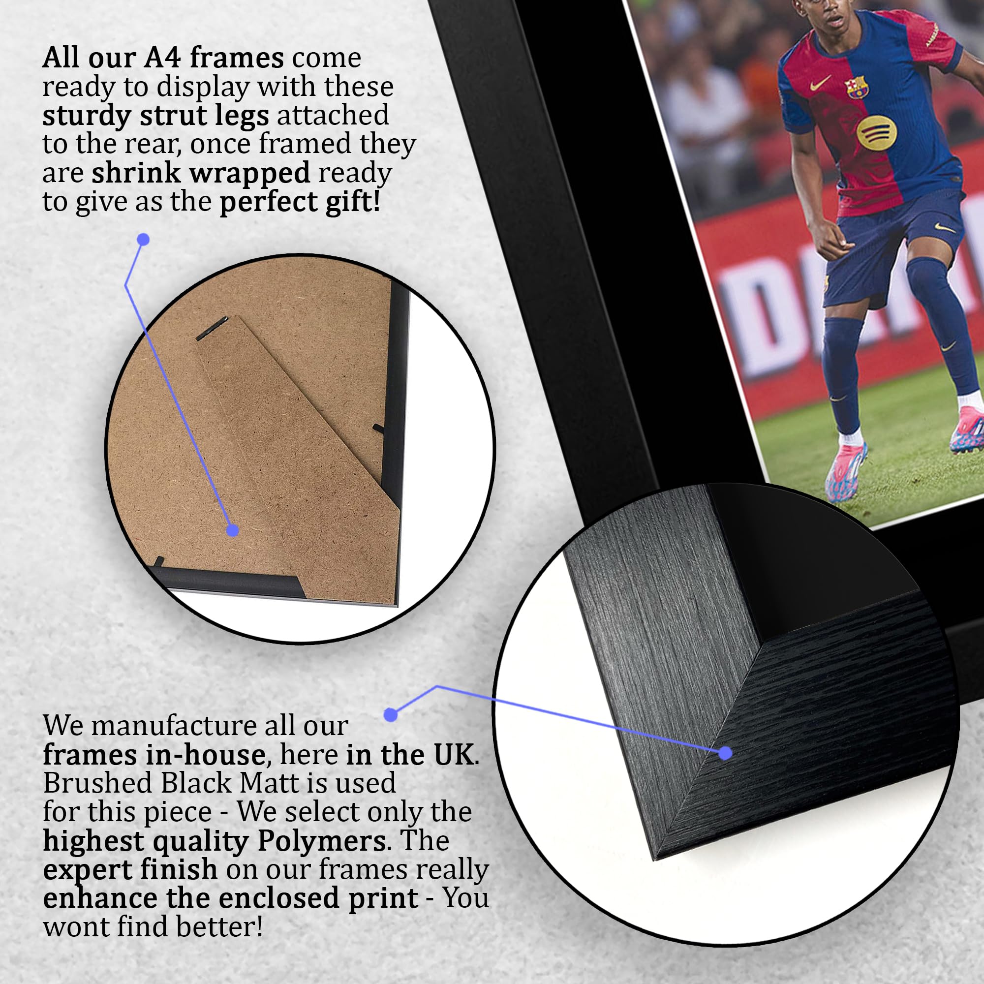 HWC Trading Lamine Yamal Barcelona Geschenke Gedrucktes Signiertes Autogramm Foto für Fußball Anhänger and Fans - A4 Gerahmt
