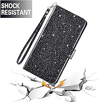 Vista 5 de Asuwish Funda de teléfono para Alcatel TCL 30Z (T602DL)/ TCL 30 LE con protector de pantalla de vidrio templado y cubierta de cartera con purpurina