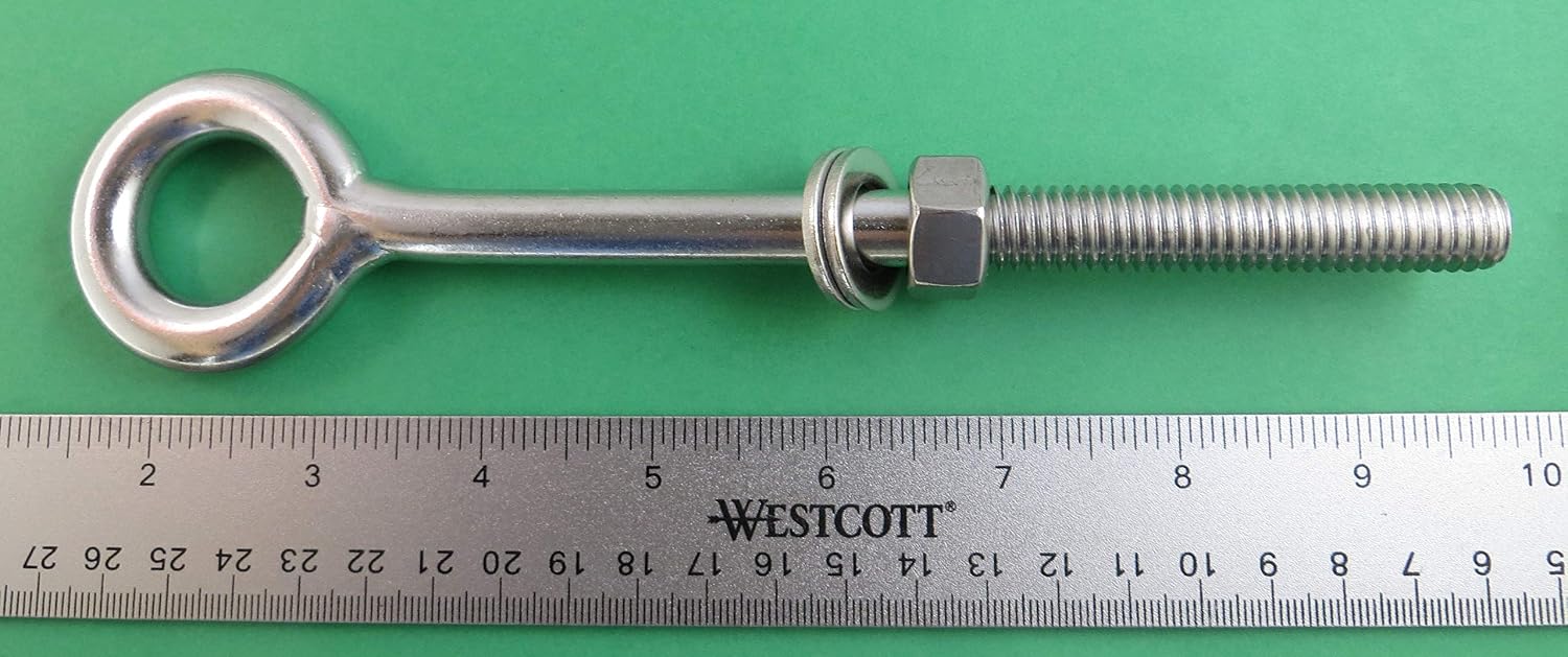Stainless Steel 316 Eye Bolt 1/2" x 8" Whitworth (1/2"-12 Pitch) Short Thread Marine Grade - Image 4
