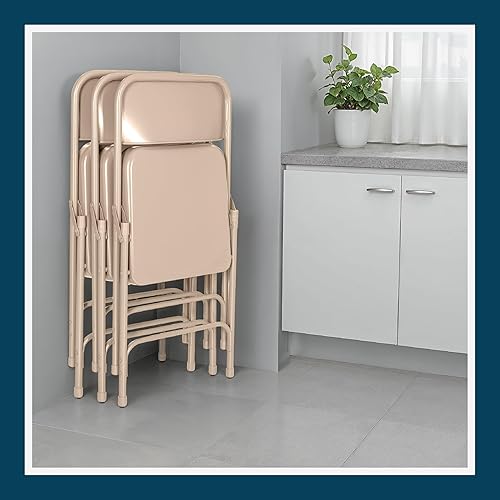 Miniatura 13 de OEF Furnishings Silla plegable de acero con doble bisagra, color beige Beige,Negro -,Azul,Marrón,Gris,Rojo -