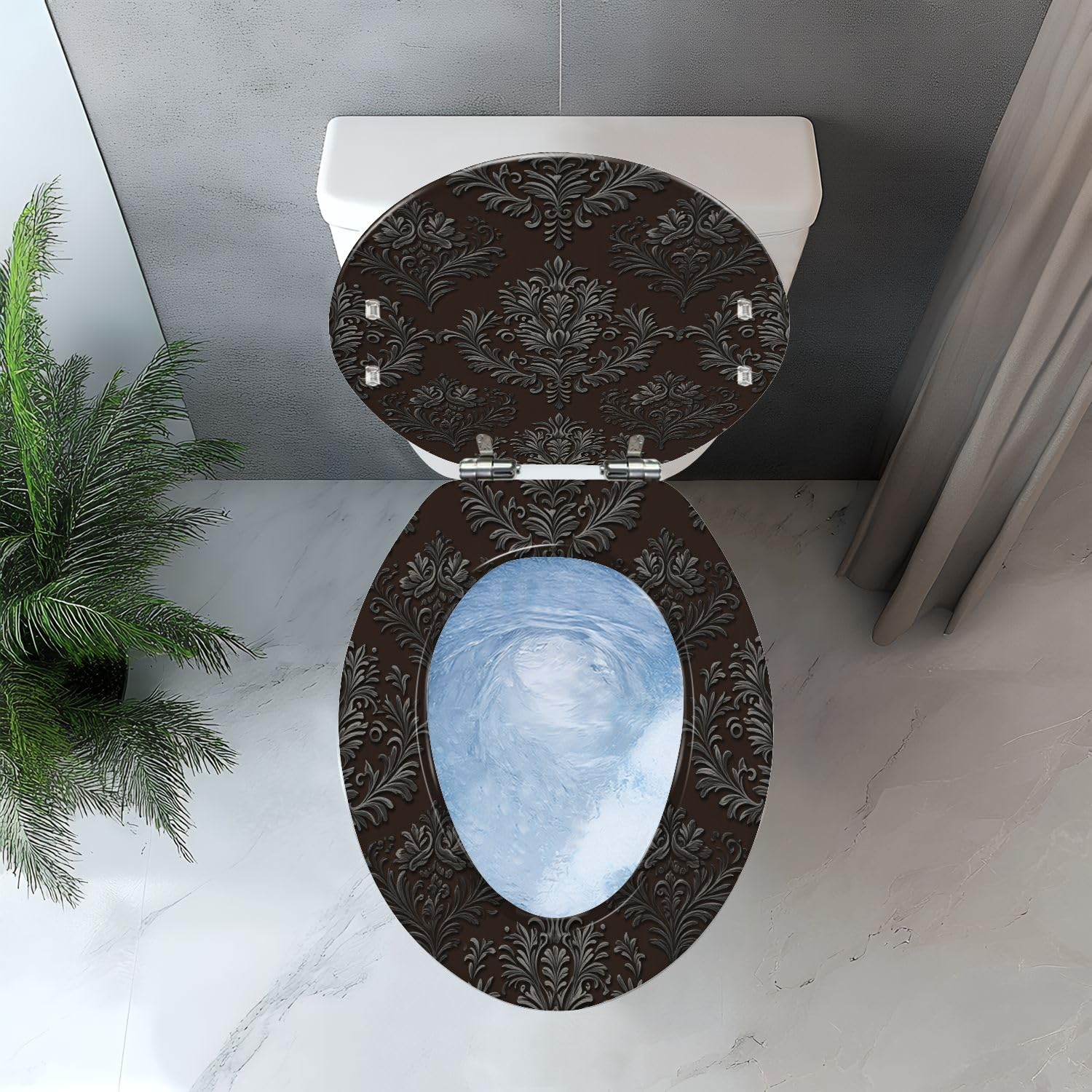 Asiento de inodoro alargado genérico de resina para baño doméstico