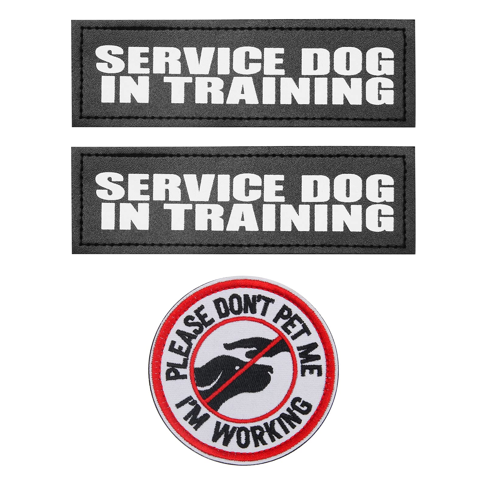 Service Dog in Training Patches,Coolrunner 2 Pcs Reflective Dog Patches and 1pcs Embroidered Don’t Pet Me Dog Patches with Hook and Loop Fastener Dog Patches for Large Dog Vest Harness(6.3 X 2 in)