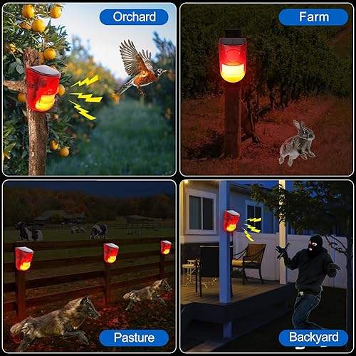 Miniatura 6 de Aolyty Detector de sensor de movimiento solar, alarma de sonido de sirena, advertencia LED, luz estroboscópica intermitente, luz roja, dispositivo