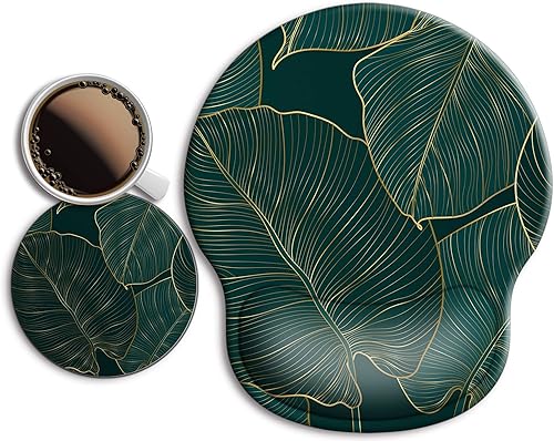 Alfombrilla ergonómica para mouse con reposamuñecas, reposamuñecas de gel grande, con posavasos antideslizante y alivio del dolor para computadora,