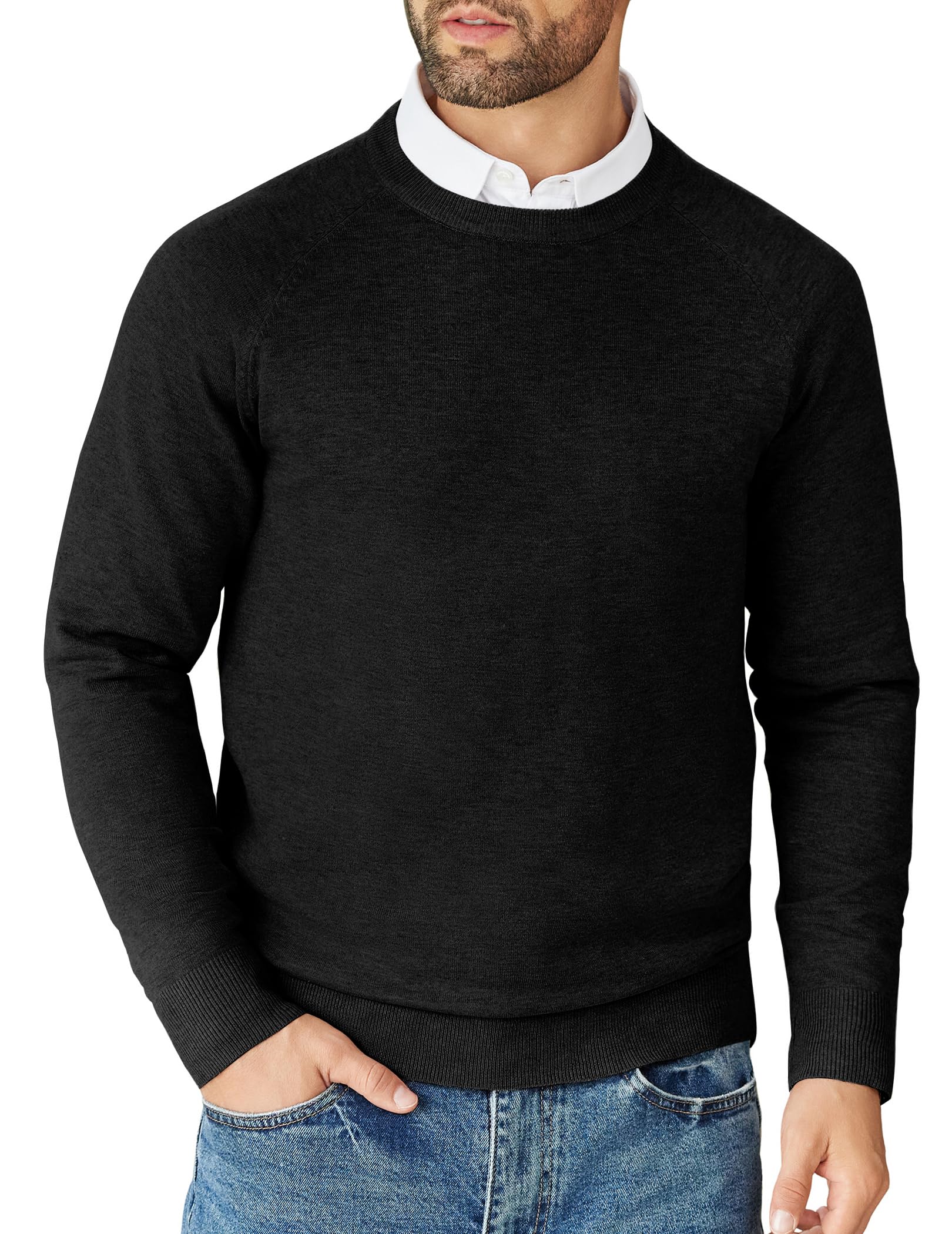COOFANDY Herren Pullover Langarm Strickpullover mit Rundhals Feinstrick Business Pullover Knitted Sweater Männer Casual Sweatshirt