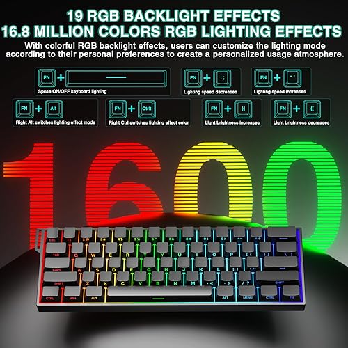 Miniatura 8 de AULA MINI60 HE PRO - Teclado mecánico 60% inalámbrico para juegos, interruptor magnético de efecto Hall intercambiable en caliente, modo de disparo