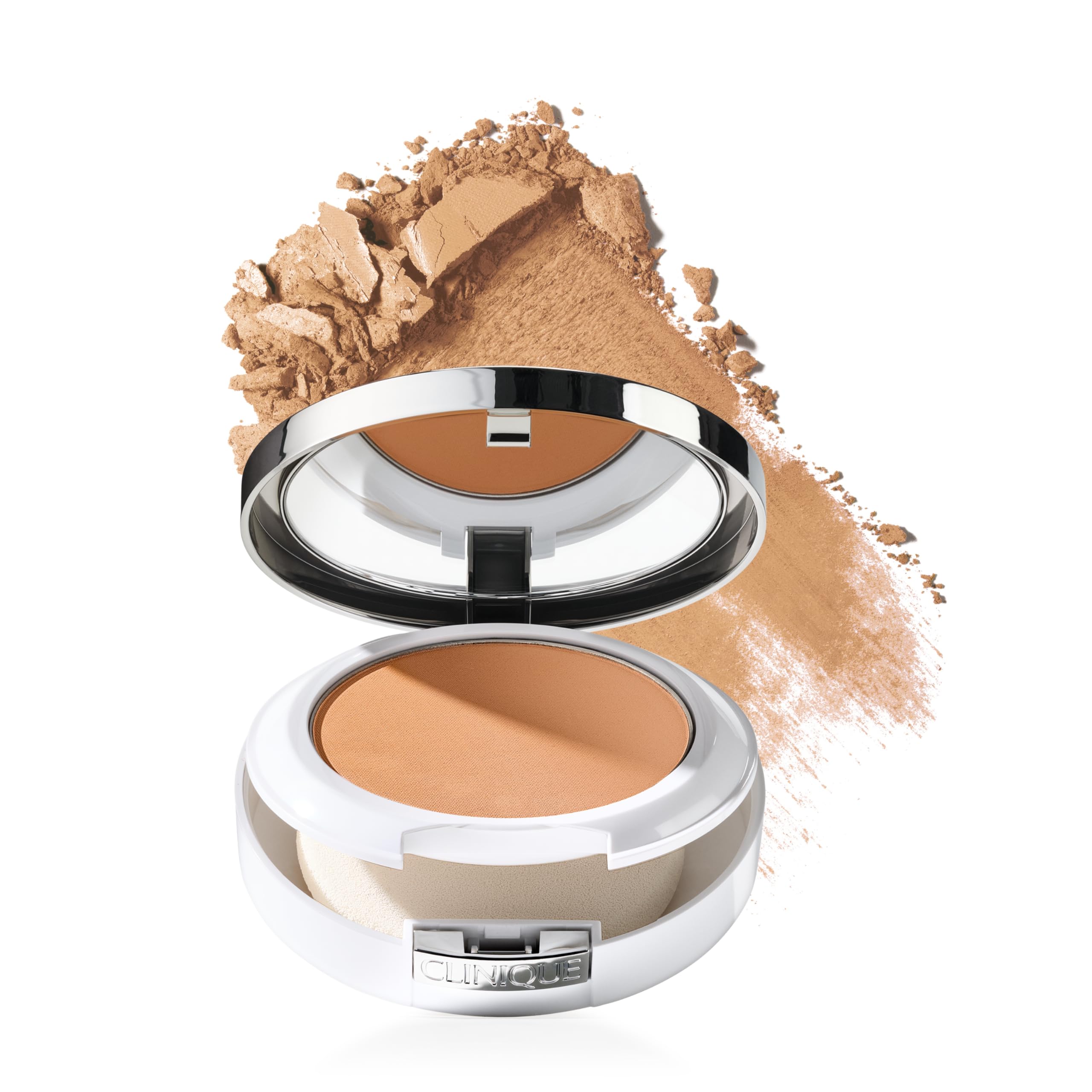 Clinique Beyond Perfecting Powder Lightweight Full Coverage Foundation + Concealer For Dry Combination to Oily Skin Types, Honey, 0.51 Ounce