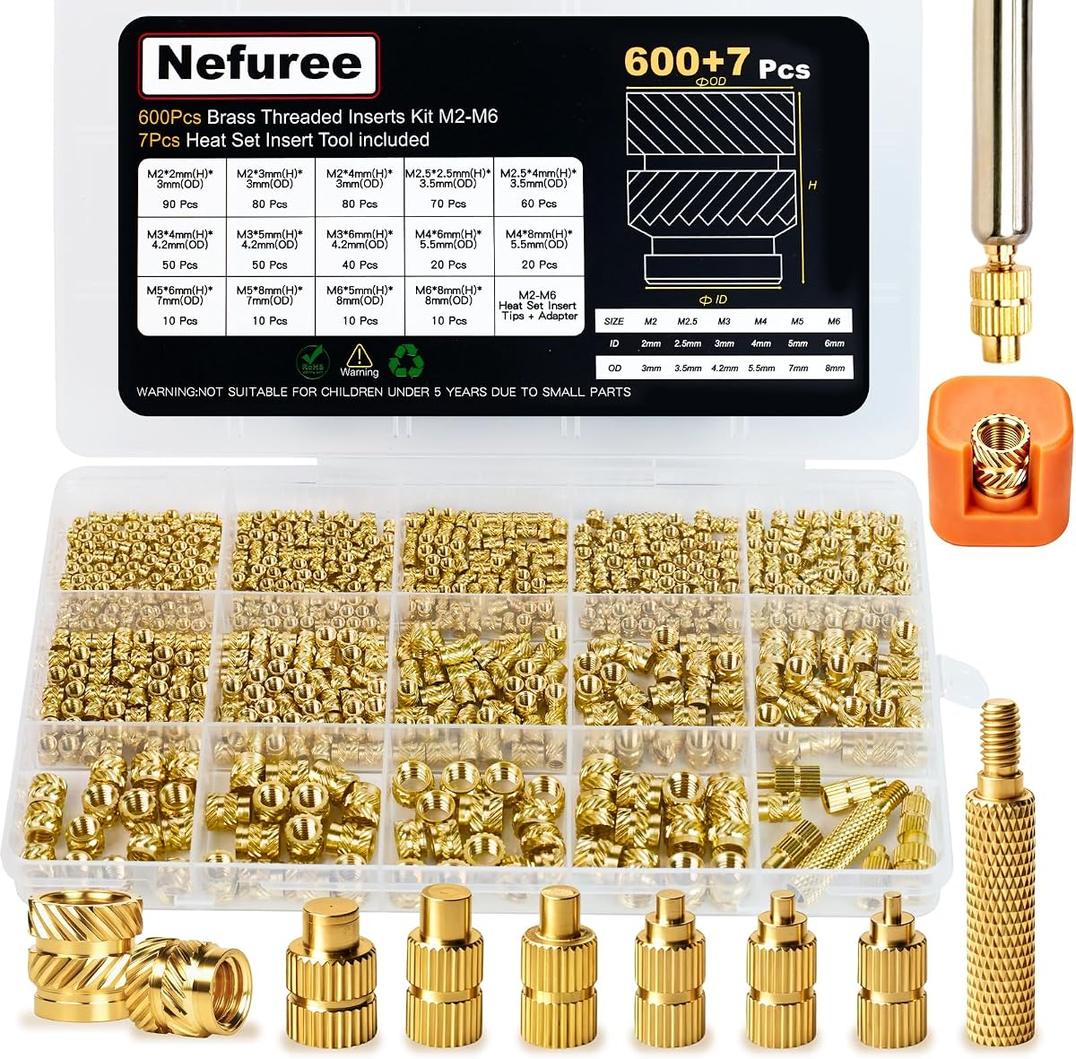 607Pcs Threaded Inserts for Plastic